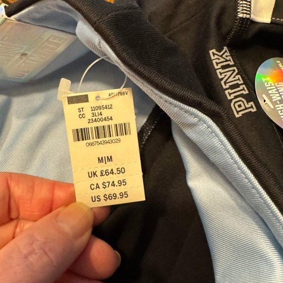 NWT PINK Victoria Secret High Waisted Lt Blue/Black/White Legging Size M (2016) - Picture 5 of 9